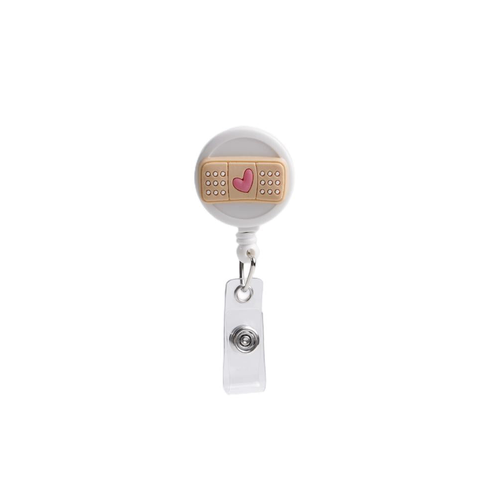 Bestom MOQ 100 32mm Silicone Nurse Accessories Gift ID Card Badge Retractable Reel, Heart-shaped Stethoscope Badge Holder