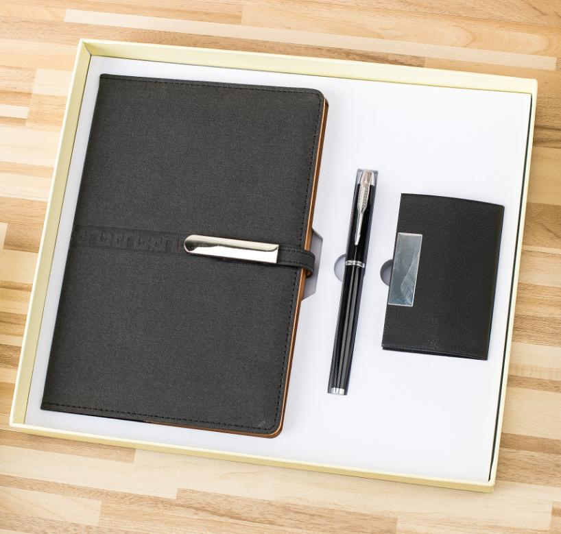 Corporate Gift Souvenirs Customized Logo For Guests Notebook Journal With Pen And Flask Umbrella USB Power Bank