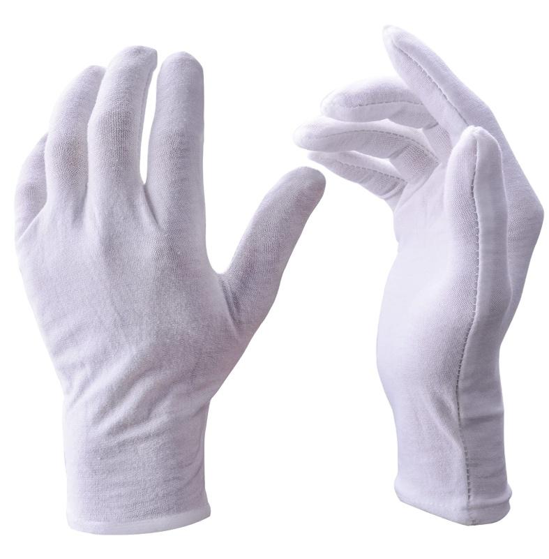 Soft Cotton Stretch Lined White Gloves Cheap Wholesale Coin Jewelry Silver Check Gloves