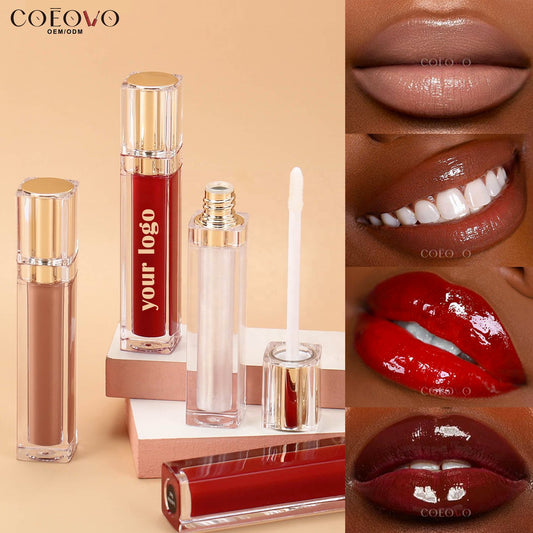 COEOVO Custom Luxury Private Label Wholesale Nude Glitter Lip Gloss Vegetarian Lip Gloss Supplier Liquid Matte Lip Gloss