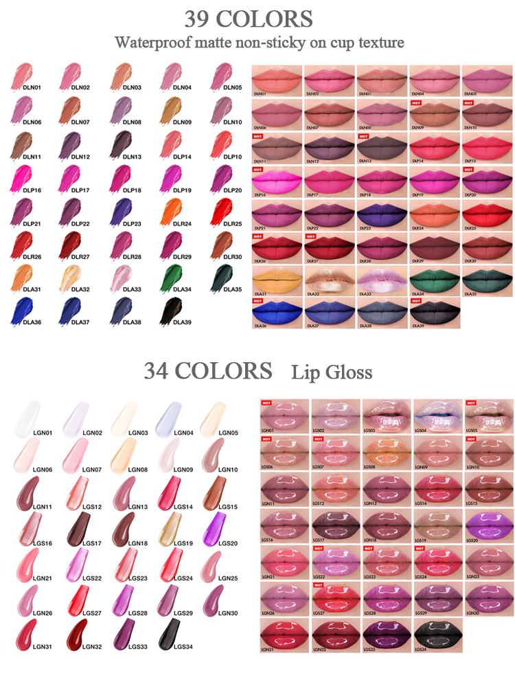 Customized logo OEM odm wholesale matte lipstick gloss lip gloss clear finish cruelty free glitter lip gloss set