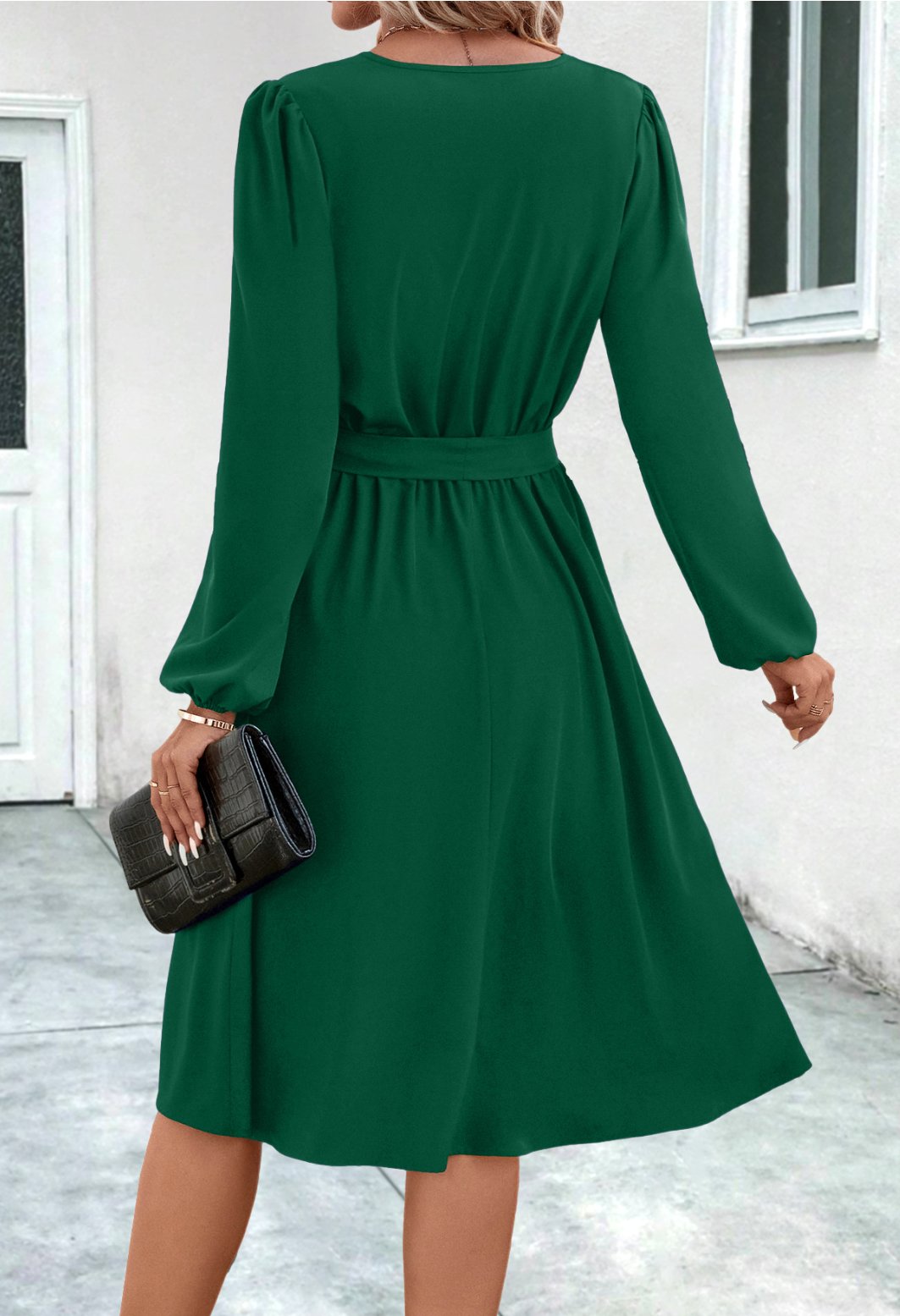 Women's 2025 Autumn And Winter New European And American Women's Long Sleeve Small V-neck Women's Skirt Dress