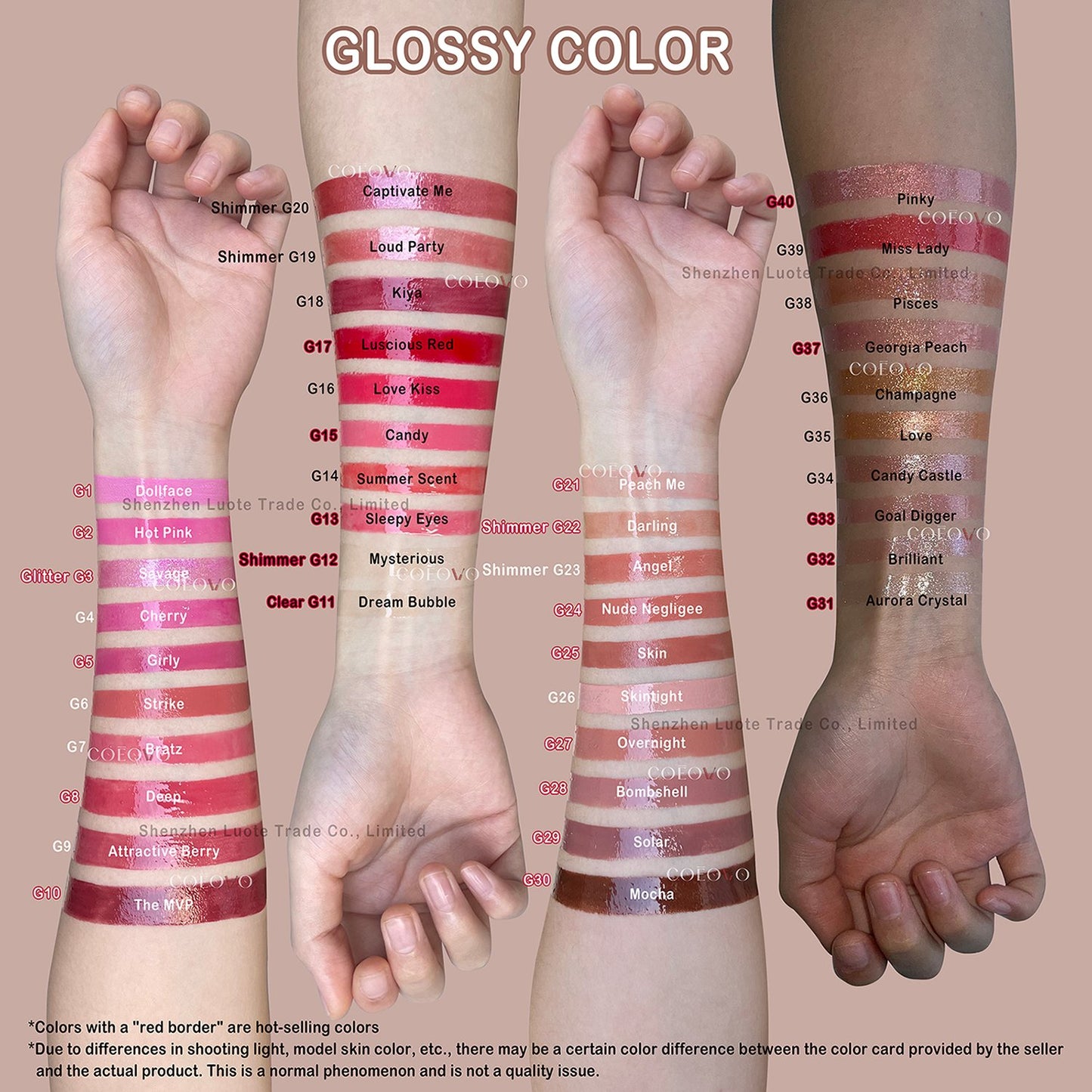 COEOVO Custom Luxury Private Label Wholesale Nude Glitter Lip Gloss Vegetarian Lip Gloss Supplier Liquid Matte Lip Gloss