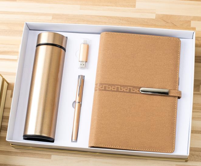 Corporate Gift Souvenirs Customized Logo For Guests Notebook Journal With Pen And Flask Umbrella USB Power Bank