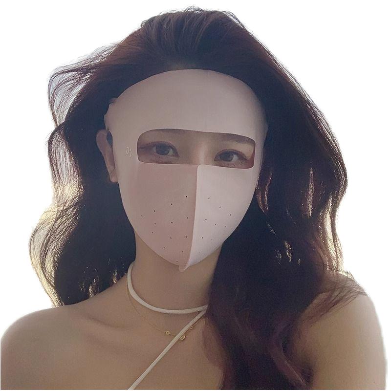 Women's Summer 'ice Silk' Full Face UV Protection Sunscreen Mask Non-traceable Breathable Thin Sunshade Veil Comfortable Daily Use