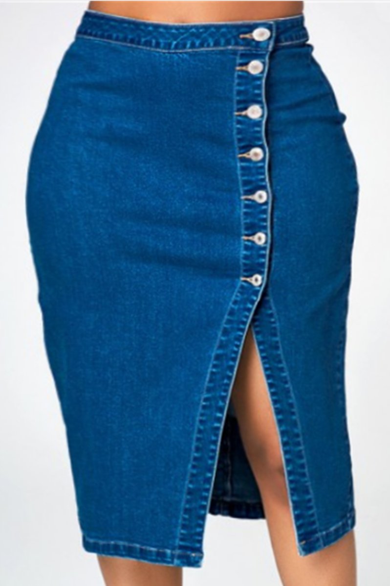 New Office Fashion Casual Mid-length High Waist Denim Dress For Women