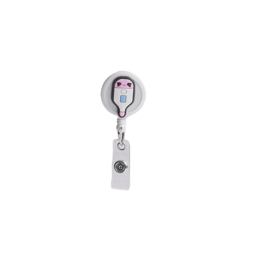 Bestom MOQ 100 32mm Silicone Nurse Accessories Gift ID Card Badge Retractable Reel, Heart-shaped Stethoscope Badge Holder