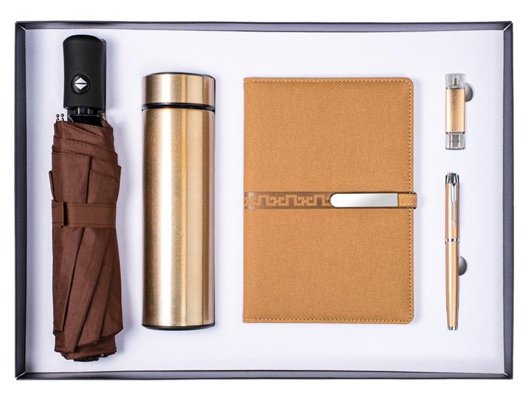 Corporate Gift Souvenirs Customized Logo For Guests Notebook Journal With Pen And Flask Umbrella USB Power Bank
