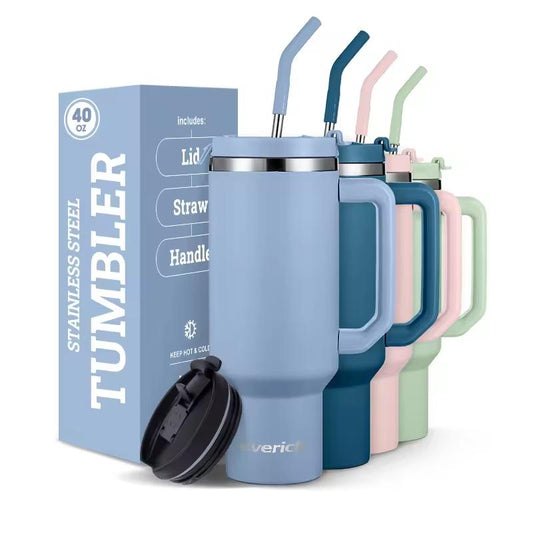 Wholesale High Quality Stainless Steel Metal Mug Travel Coffee Cup 40 Oz Tumbler With Handle And Straw
