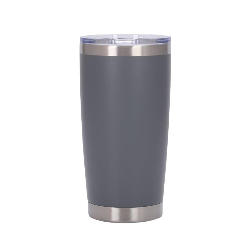 Custom 20 Oz Tumbler Cup With Powder Coated Color Double Wall Stainless Steel 20 Oz Coffee Tumbler With Lid And Straw