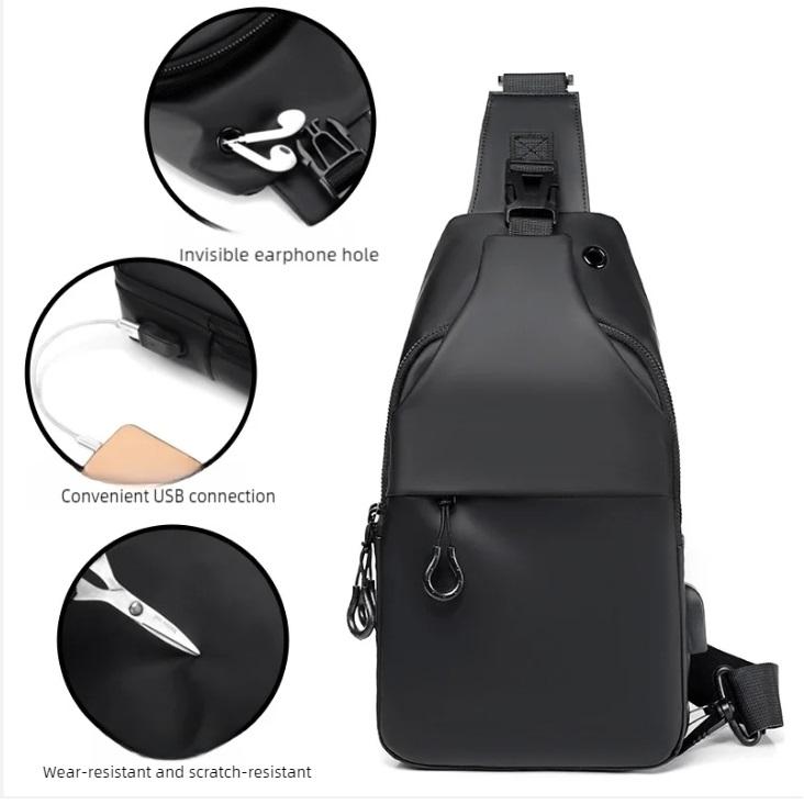 Casual Fashion Multifunctional Chest Bag Shoulder Bag Waterproof Chest Crossbody Bag With USB For Young Men