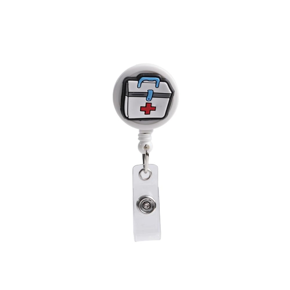 Bestom MOQ 100 32mm Silicone Nurse Accessories Gift ID Card Badge Retractable Reel, Heart-shaped Stethoscope Badge Holder