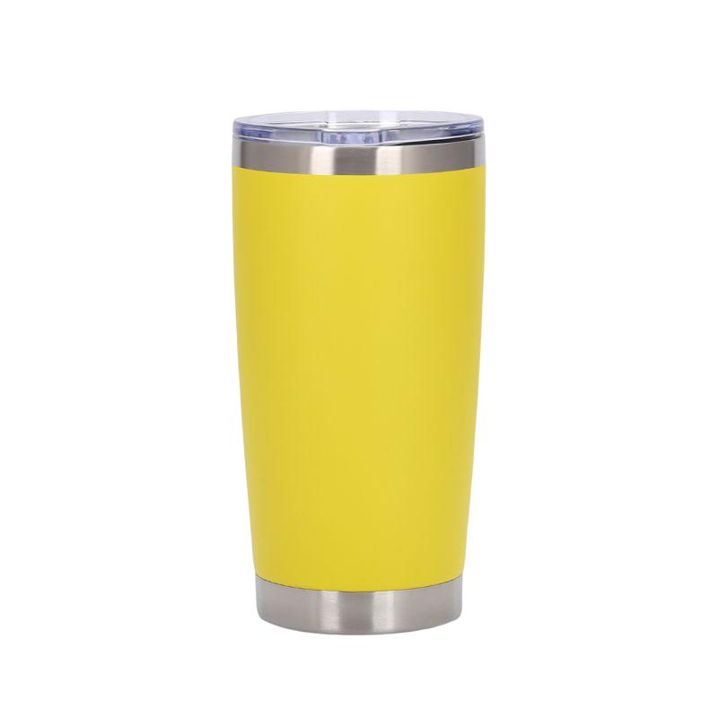 Custom 20 Oz Tumbler Cup With Powder Coated Color Double Wall Stainless Steel 20 Oz Coffee Tumbler With Lid And Straw