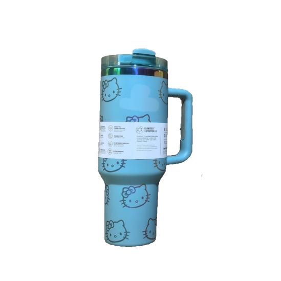 40 Oz KT Cat Print Tumbler Cartoon Water Cup Straw 304 Stainless Steel Double Wall Vacuum Insulated Logo Coffee Travel