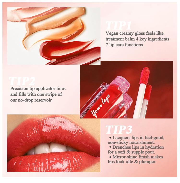 Customized logo OEM odm wholesale matte lipstick gloss lip gloss clear finish cruelty free glitter lip gloss set