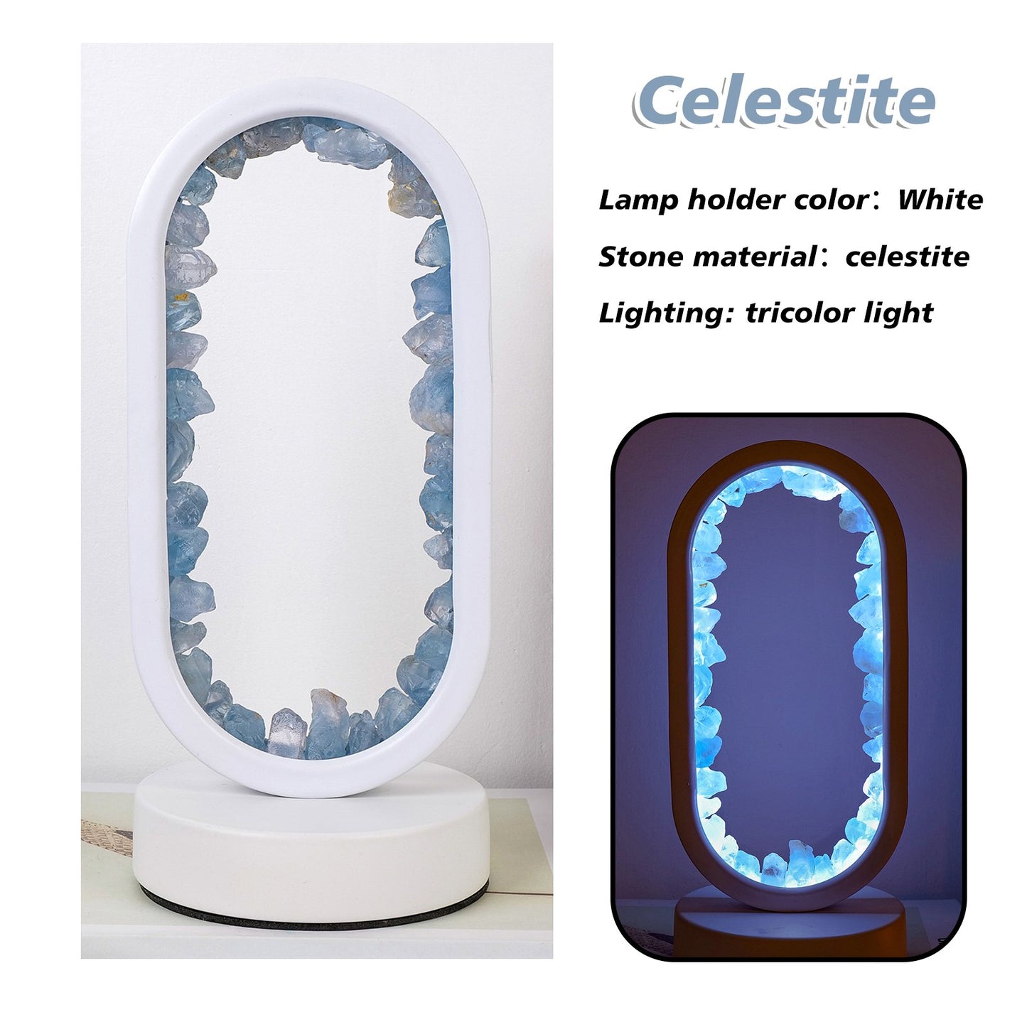Natural Crystal Stone Lamp Adjustable Brightness Oval Crystal Lamp Crystal Crafts Gifts