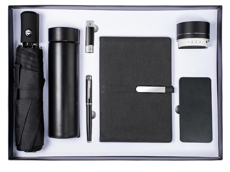 Corporate Gift Souvenirs Customized Logo For Guests Notebook Journal With Pen And Flask Umbrella USB Power Bank