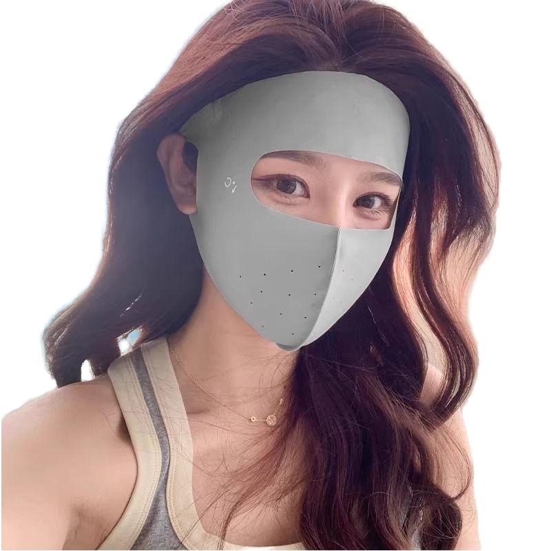 Women's Summer 'ice Silk' Full Face UV Protection Sunscreen Mask Non-traceable Breathable Thin Sunshade Veil Comfortable Daily Use