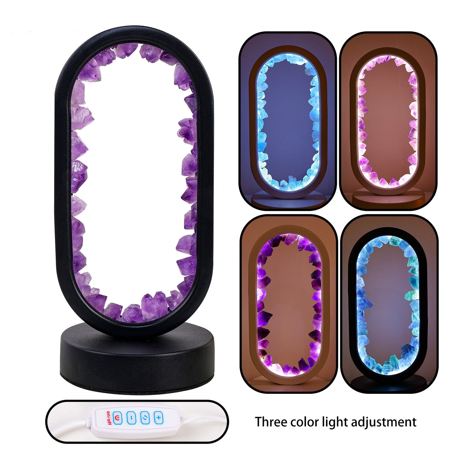 Natural Crystal Stone Lamp Adjustable Brightness Oval Crystal Lamp Crystal Crafts Gifts