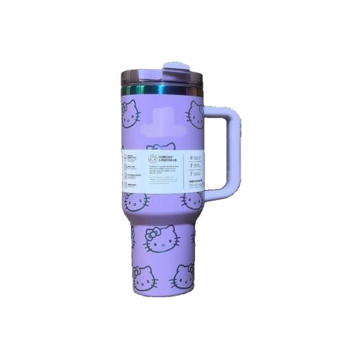 40 Oz KT Cat Print Tumbler Cartoon Water Cup Straw 304 Stainless Steel Double Wall Vacuum Insulated Logo Coffee Travel