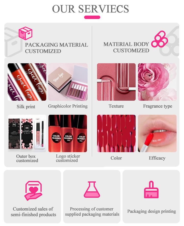 Cosmetic Lip Gloss Packaging Supplier Hot Sale Liquid Lipstick Fashion Bulk Custom Logo Matte Lip Gloss Suit