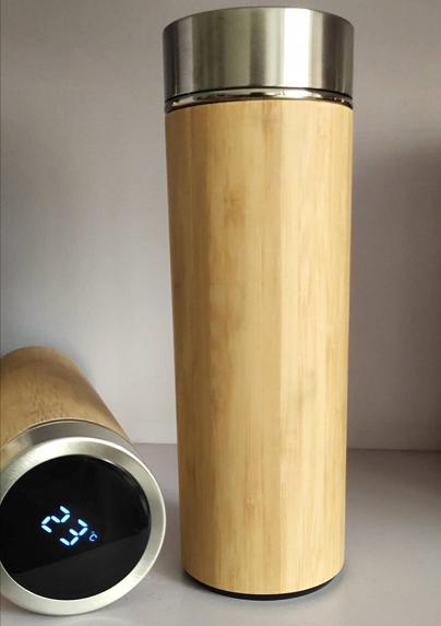 Custom Eco-friendly Double Wall Stainless Steel Bamboo Shell Coffee Cup With Lid And Handle Water Cup
