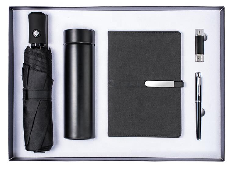 Corporate Gift Souvenirs Customized Logo For Guests Notebook Journal With Pen And Flask Umbrella USB Power Bank