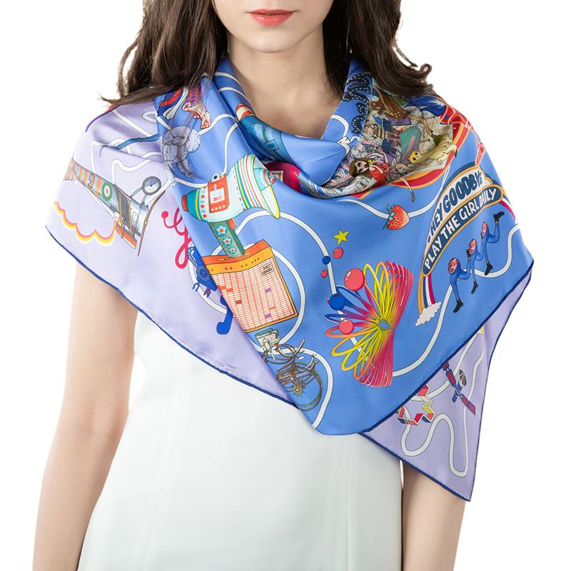 100% 丝巾印花服务设计师foulard socie女士方形定制丝巾带标志100% silk scarf printing service designer fould socie ladies square custom silk scarf with logo