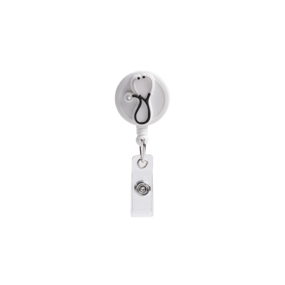 Bestom MOQ 100 32mm Silicone Nurse Accessories Gift ID Card Badge Retractable Reel, Heart-shaped Stethoscope Badge Holder
