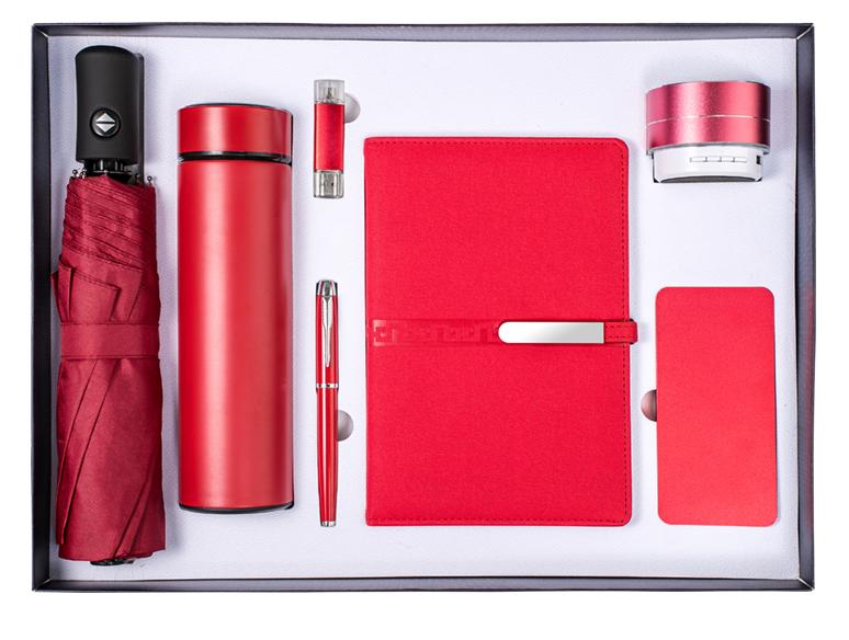 Corporate Gift Souvenirs Customized Logo For Guests Notebook Journal With Pen And Flask Umbrella USB Power Bank