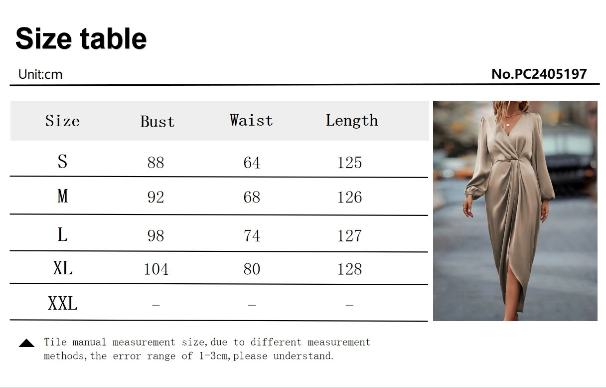 Women's Plus Size Long Puff Sleeve Office Satin Dress Round Neck Pleated Split Evening Gown