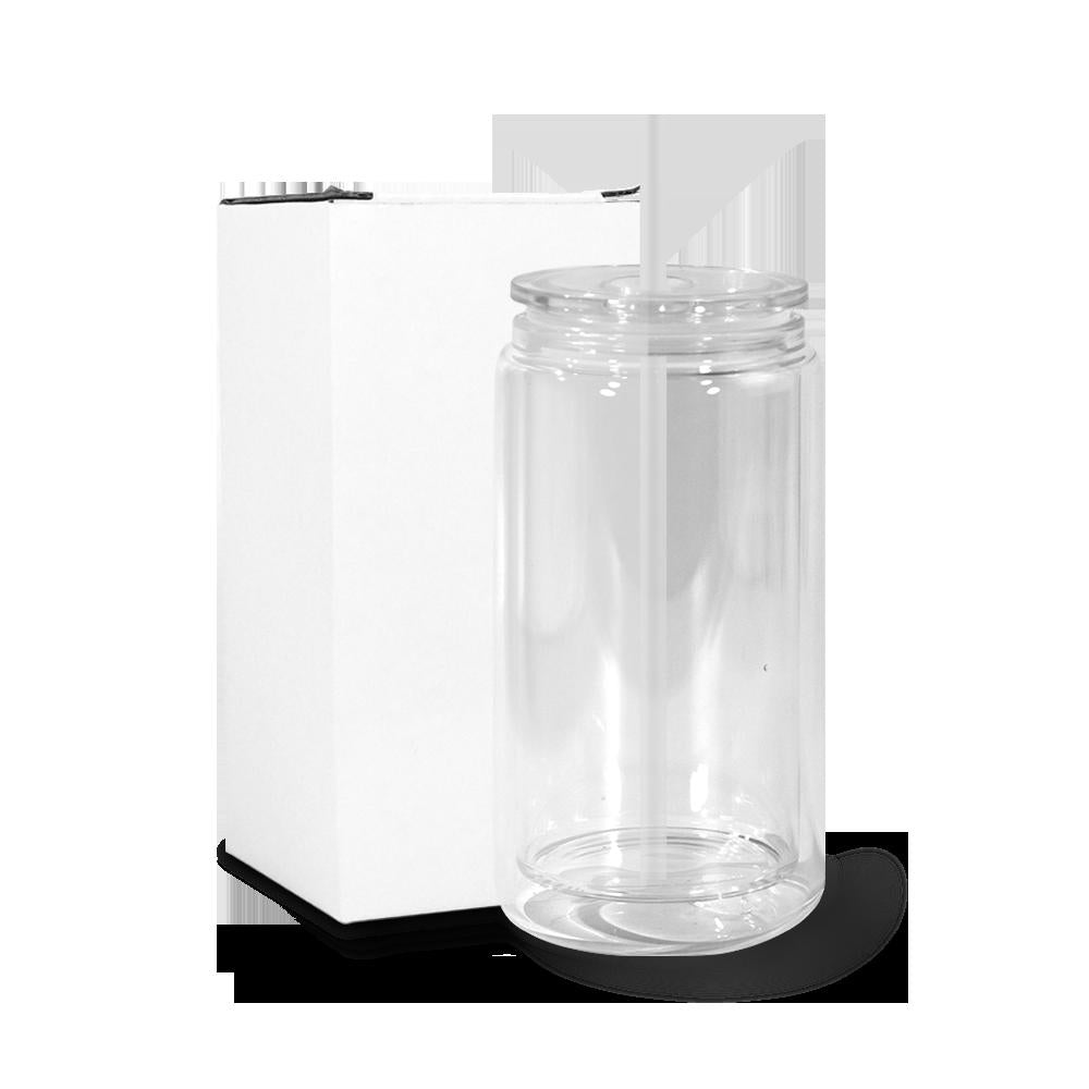 Snowball Coffee Cup With Lid Wine Glass Double Wall Pre-drilled Wine Glass With Colored Lid And Straw 16 Oz Plastic Jar