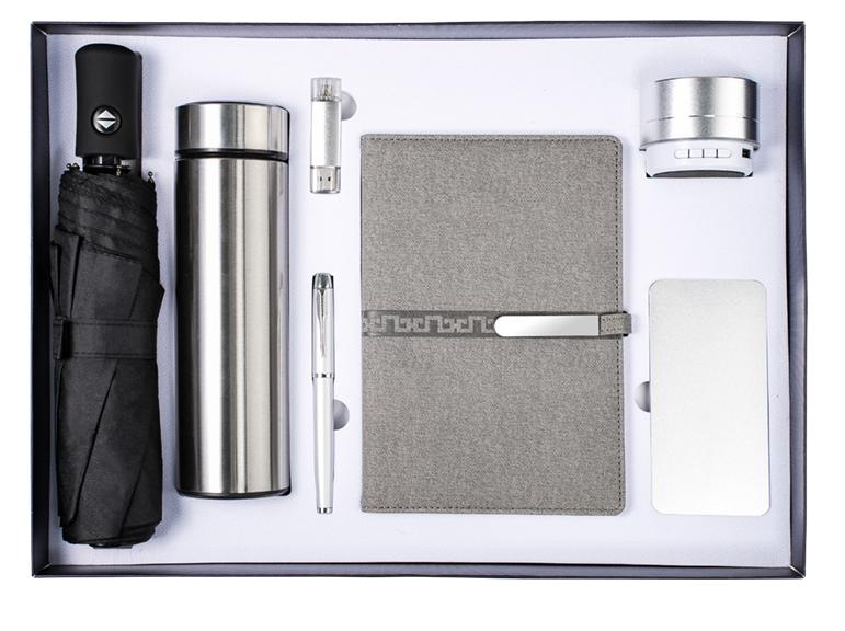 Corporate Gift Souvenirs Customized Logo For Guests Notebook Journal With Pen And Flask Umbrella USB Power Bank