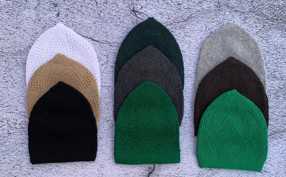 New Islamic Muslim Knitted Kufitopi Prayer Caps Crochet Tachitak Skull Cap