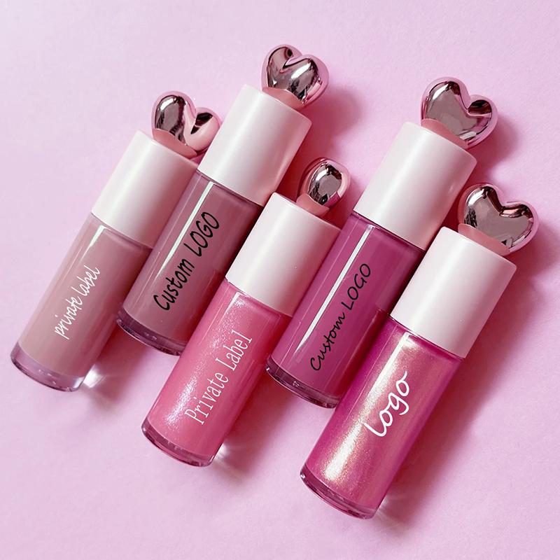 Vegetarian Waterproof Matte Liquid Lipstick Gloss Lip Gloss Custom Your Logo High Quality Heart Shape Lip Gloss Tube DIY Lip Gloss