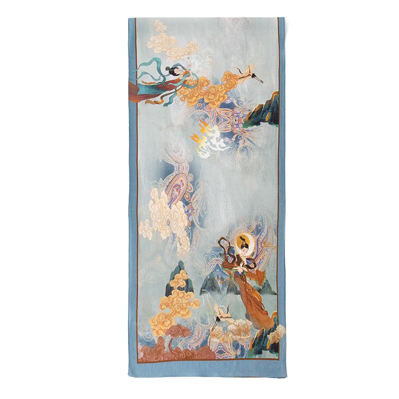 Spring And Summer Women's Silk Scarf All-match Gradient Printing Long Shawl Dual-purpose Square Sunscreen Adult Section