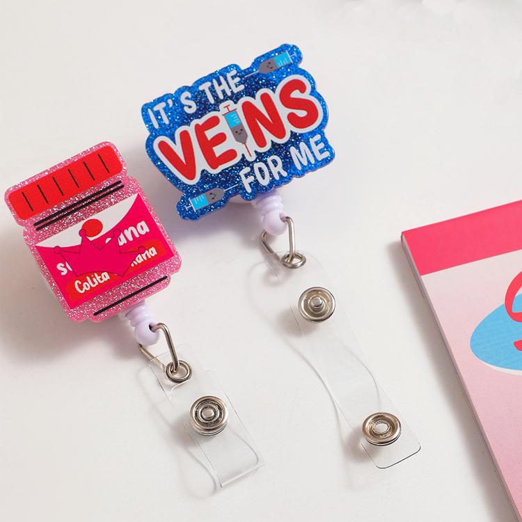 Shiny Flash Acrylic Badge Nurse Accessories ID Card Card Holder Retractable Plastic Badge Reel Badge Entrainment Rotating Clip