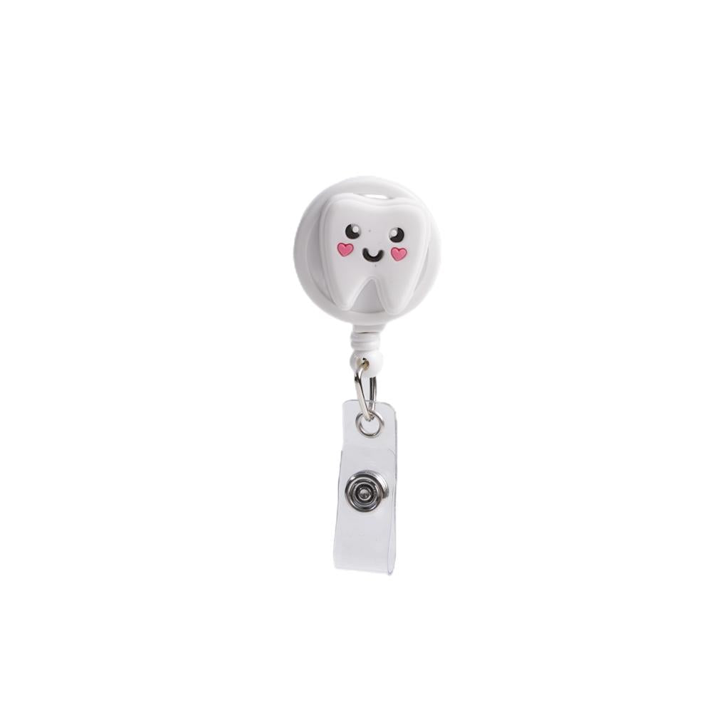 Bestom MOQ 100 32mm Silicone Nurse Accessories Gift ID Card Badge Retractable Reel, Heart-shaped Stethoscope Badge Holder