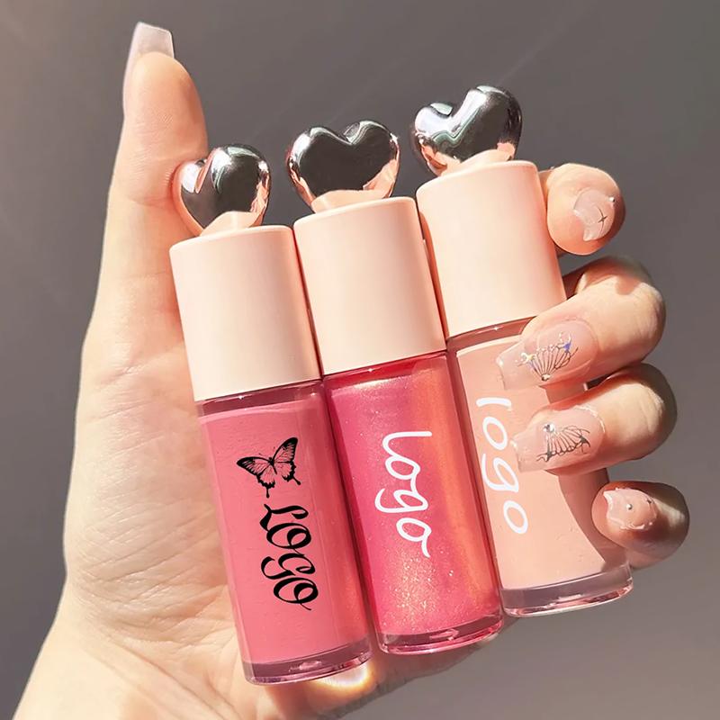 Vegetarian Waterproof Matte Liquid Lipstick Gloss Lip Gloss Custom Your Logo High Quality Heart Shape Lip Gloss Tube DIY Lip Gloss