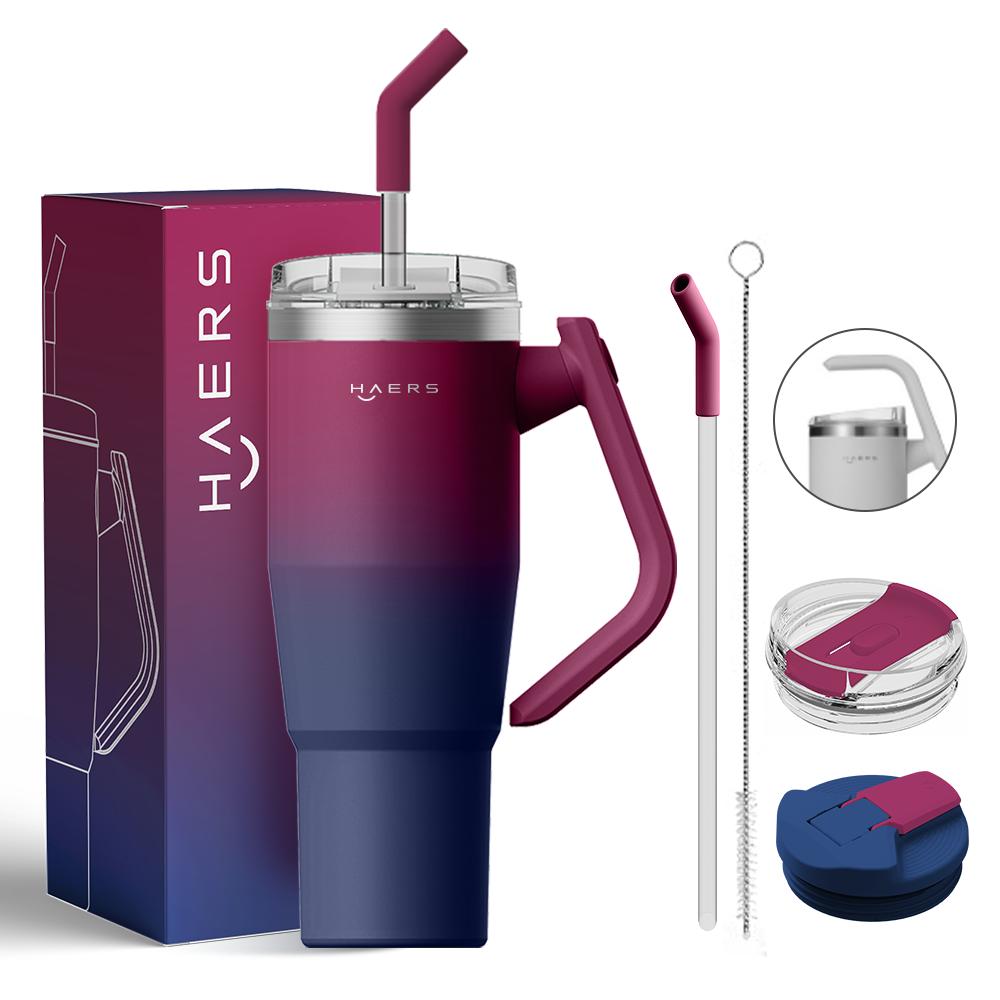 Hals Hot Sale Rotatable Handle Vacuum Metal Cold Cup Stainless Steel Travel Cup Cupping 40 Oz Thermos Cup With Lid And Straw
