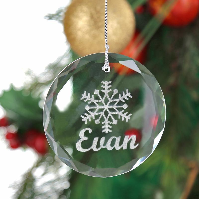 Personalized Engraved Logo Crystal Christmas Decoration Gift Hanging Christmas Tree Custom Crystal Glass Ornaments