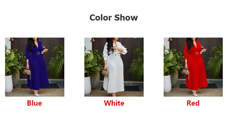 2024 Hot Spring New Women's Fashion V-neck Solid Color Plus Size Dress