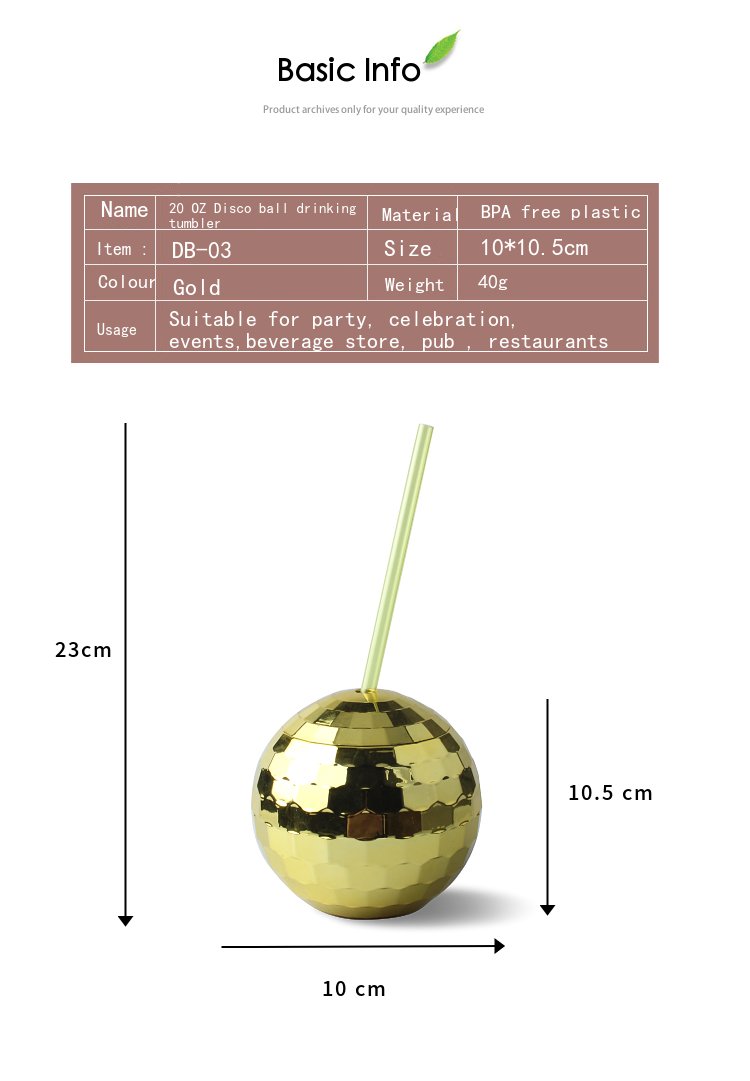 20 Oz Disco Ball Wine Glass With Lid Straw Disco Ball Cup Novelty Custom Party Drink Plastic Disco Ball Cup