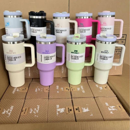 Factory Price 40 Oz Double Wall Vacuum Insulation Thermos Cup With Handle Lid Stainless Steel Car Thermos Cup Straw Coffee Cup Bottle