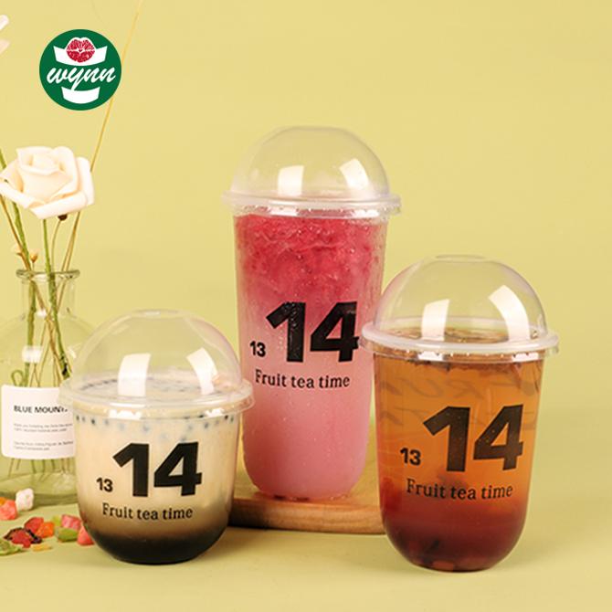 500 Ml Film Inner Pp Cup Custom Logo U Shape Disposable Milk Tea Plastic Pp Cup