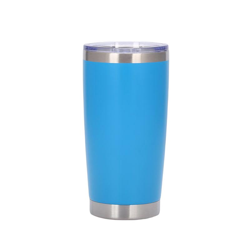Custom 20 Oz Tumbler Cup With Powder Coated Color Double Wall Stainless Steel 20 Oz Coffee Tumbler With Lid And Straw