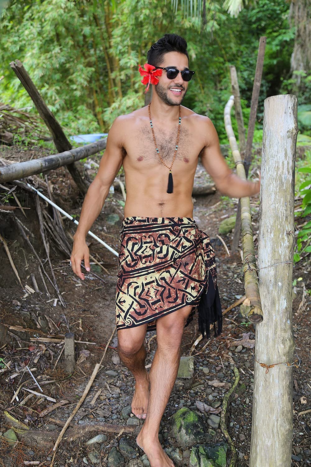Custom Logo Design Summer Fashion Swimsuit Shawl Floral Print Beach Lavalava Hawaiian Apron For Men