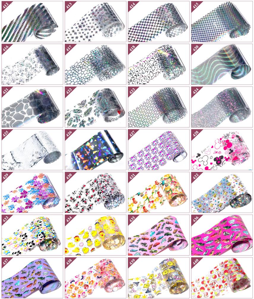 Wholesale Over 400 Design Plastic Paper Nail Transfer Foil Sticker Decals In Stock