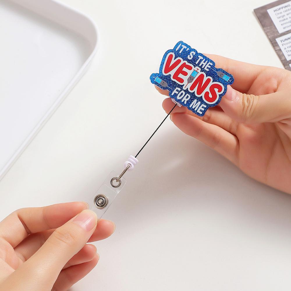 Shiny Flash Acrylic Badge Nurse Accessories ID Card Card Holder Retractable Plastic Badge Reel Badge Entrainment Rotating Clip