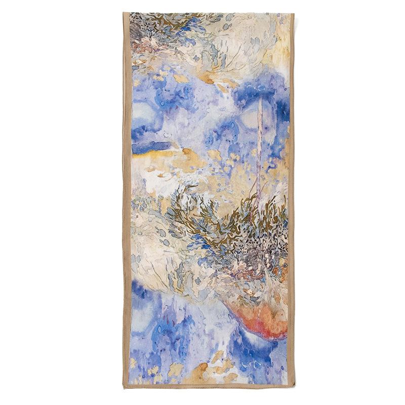Spring And Summer Women's Silk Scarf All-match Gradient Printing Long Shawl Dual-purpose Square Sunscreen Adult Section